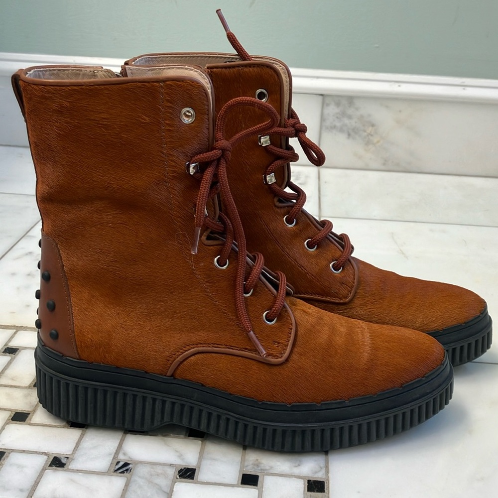 Tod’s pony hair combat boot
